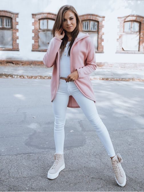 Stílusos rózsaszín női kapucnis pulóver Sierra