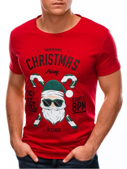 Piros póló karácsonyi motívummal  S1512