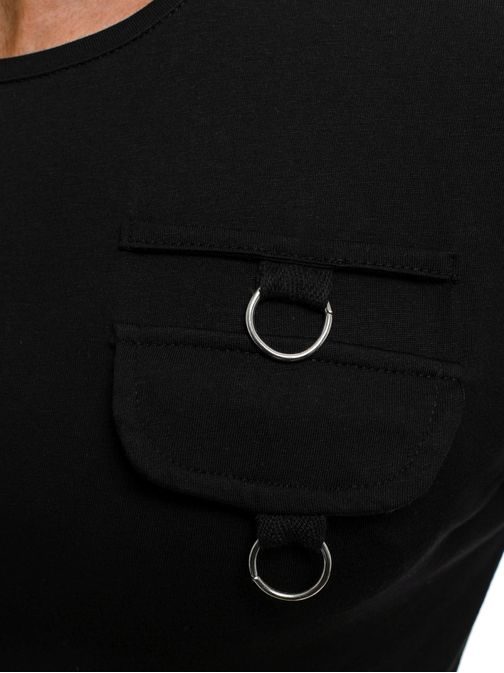 Egyszerű fekete dísz zsebes póló BREEZY 183