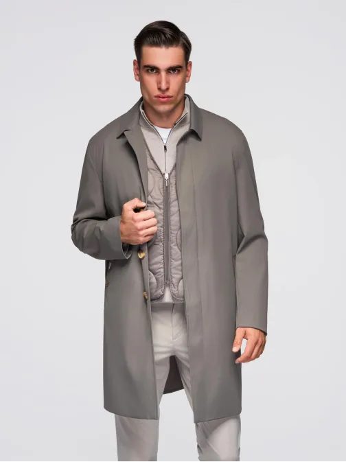 Hamuszürke férfi kabát mellénnyel V6 OM-COLC-0139 OM-COLC-0139