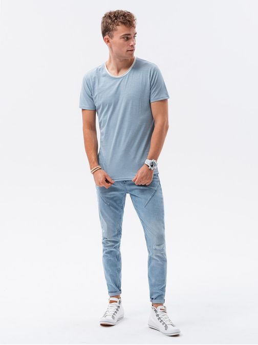 Kényelmes halvány kék póló S1385