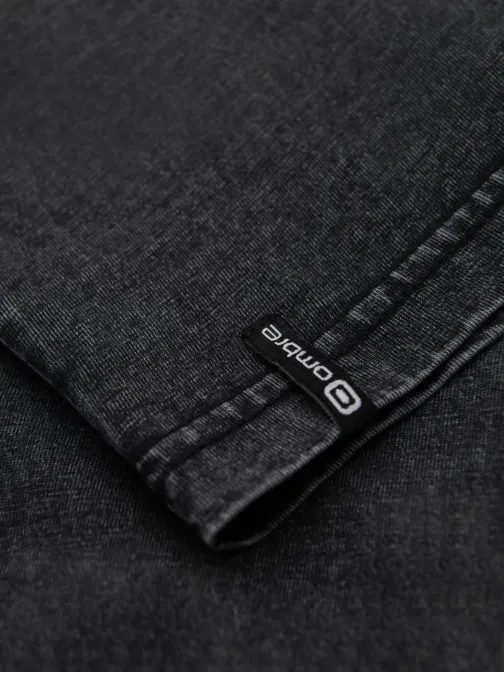 Fekete póló mosott mintával a gombokon V1 TSWT-0150