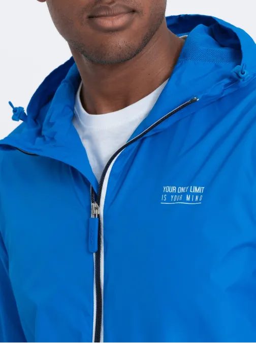 Kék átmeneti dzseki kapucnival P0110-V2