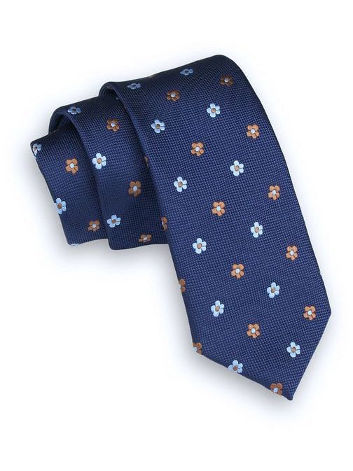 Virág mintás sötét kék nyakkendő