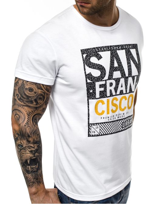 Fehér feliratos póló "SAN FRANCISCO" OZONEE JS/SS100608