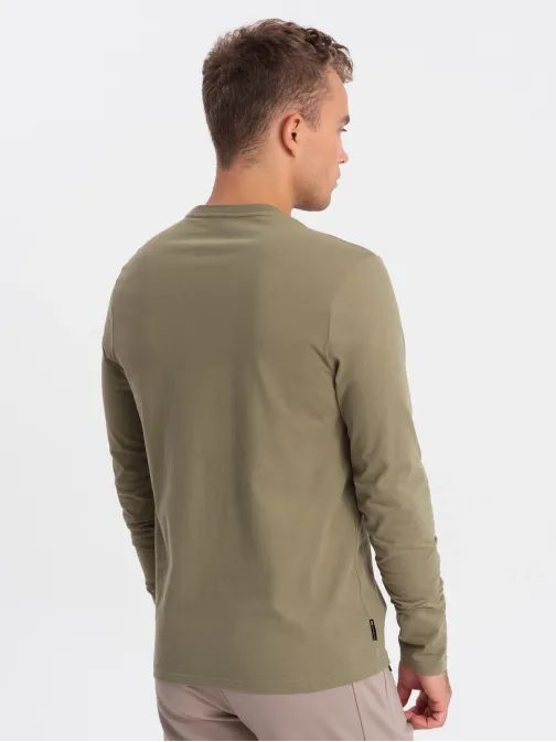 Trendi oliva zöld hosszú ujjú póló  V2 LSPT-0118