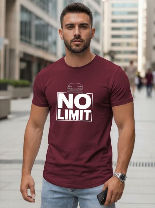 Férfi bordó póló NO LIMIT nyomtatással