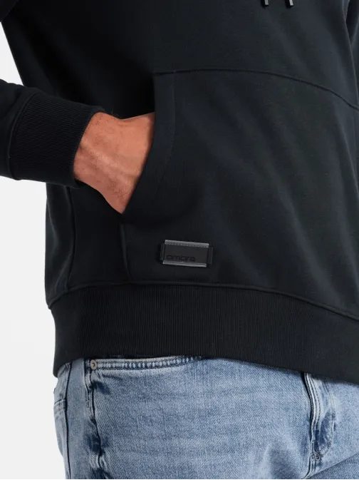 Fekete férfi kapucnis pulóver V9 SSBN-0161