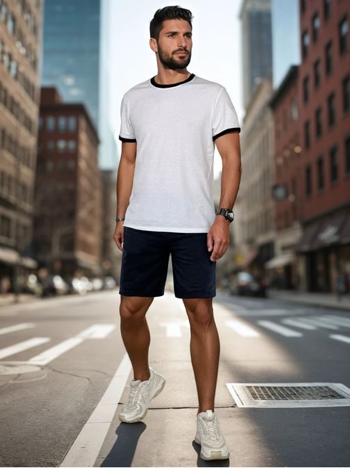 Férfi gránátvörös színű rövidnadrág cipzáras zsebekkel