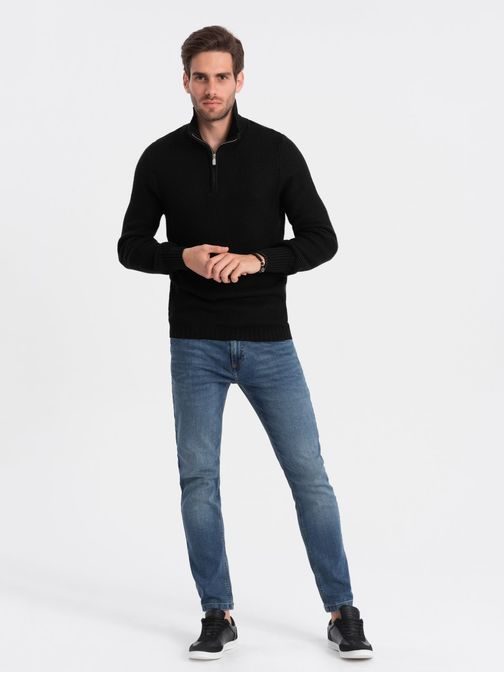 Elegáns pulóver fekete színben  V3 SWZS-0105