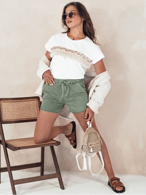 Divatos oliva zöld női rövidnadrág Citychic