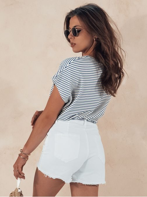 Stílusos fehér farmer rövidnadrág Verona