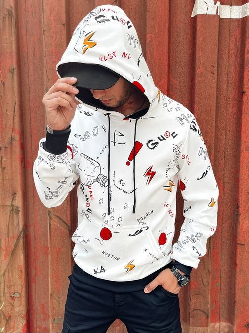 Divatos fehér kapucnis pulcsi