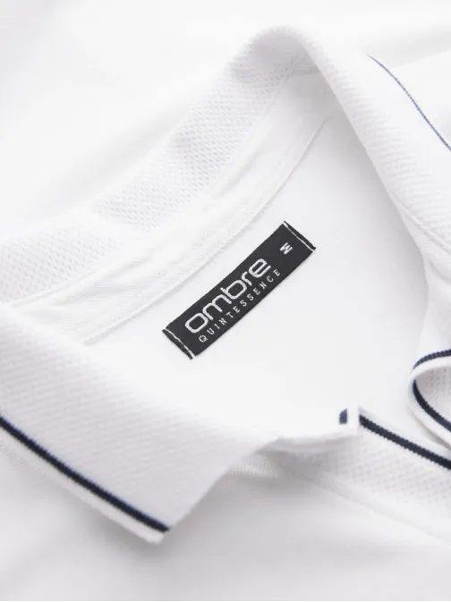 Férfi pólóing gombok nélkül, fehér V1 om-poss-0110