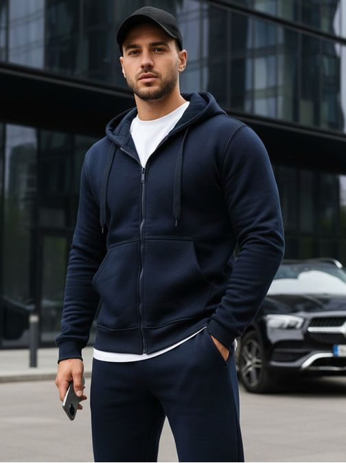 Sötét kék cipzáras pulóver