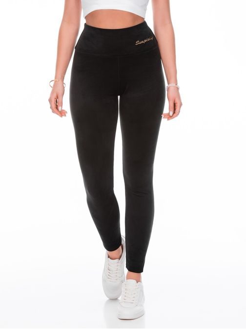 Női fekete velúr leggings PLR245