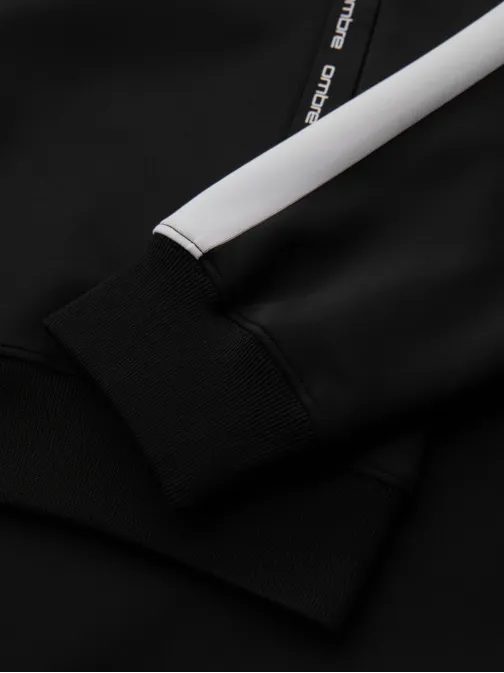 Időtlen fekete kapucnis pulóver V1 EM-SSBZ-0210