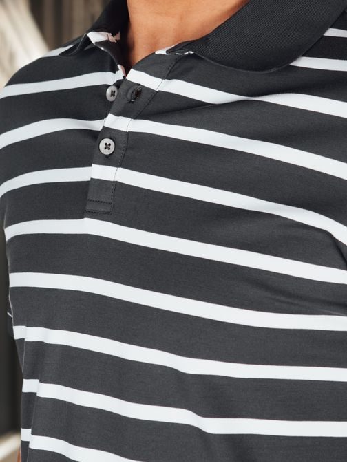 Divatos sötétszürke férfi pólóing csíkos mintával