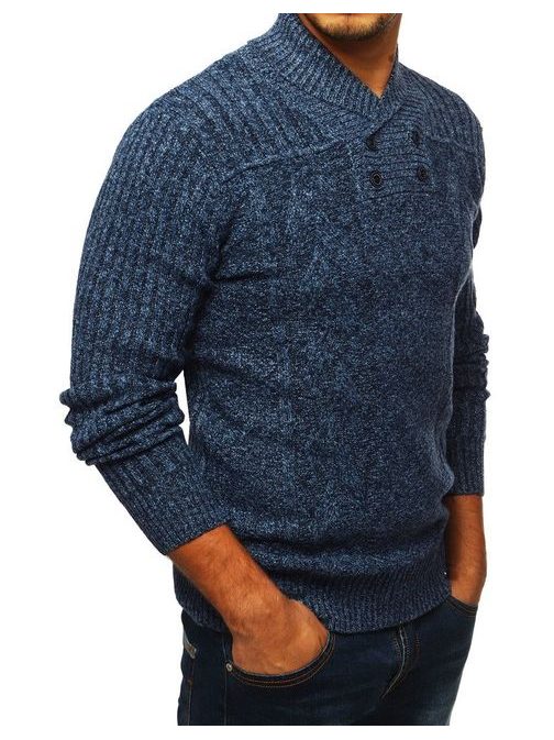 Stílusos kék pulóver