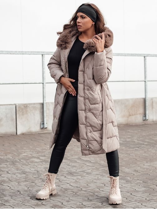 Női bézs téli steppelt kabát Eleness