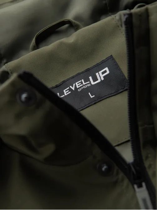 Modern oliva férfi átmeneti kabát V2 JANP-0225