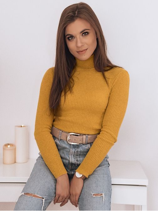 Mustár színű női pulóver Dream Basic