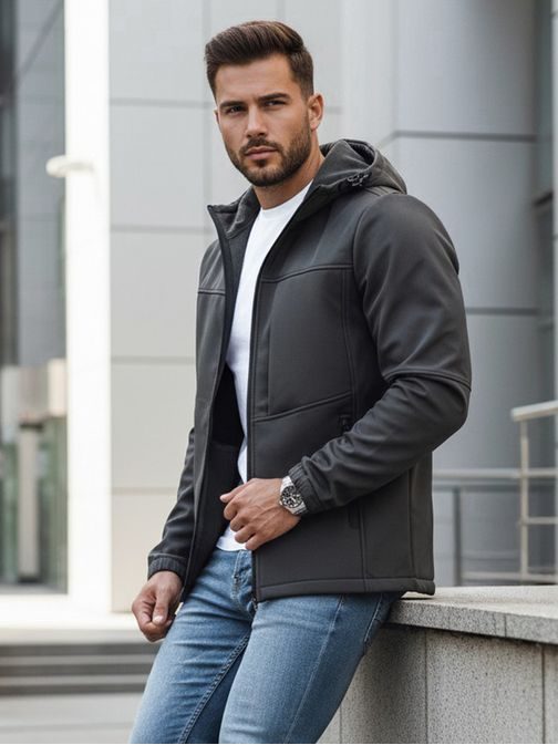 Softshell férfi dzseki az átmeneti időszakhoz szürke színben