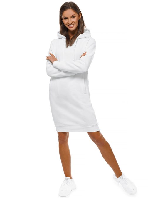 Különleges fehér női pulóver kapucnival JS/YS10005/1