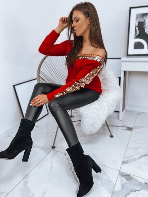 Különleges piros női pulóver Layla
