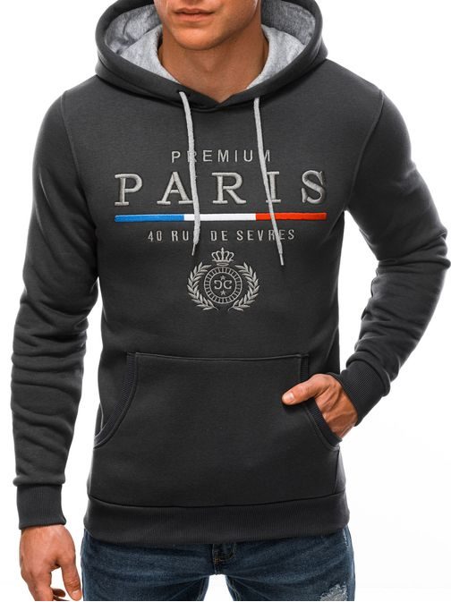 Sötét szürke kapucnis pulóvert Premium Paris B1380