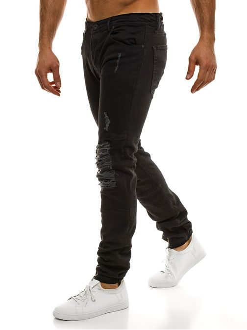 Szakadt térdű fekete farmer OTANTIK 456