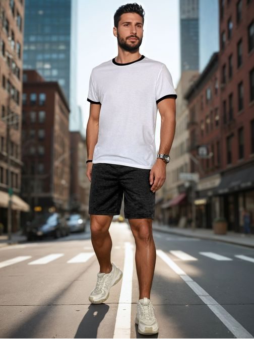 Férfi grafit rövidnadrág cipzáras zsebekkel