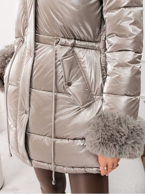 Modern ezüstszínű női téli kabát CLR025