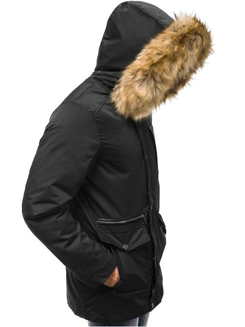 Férfi fekete téli parka kabát OZONEE O/88653