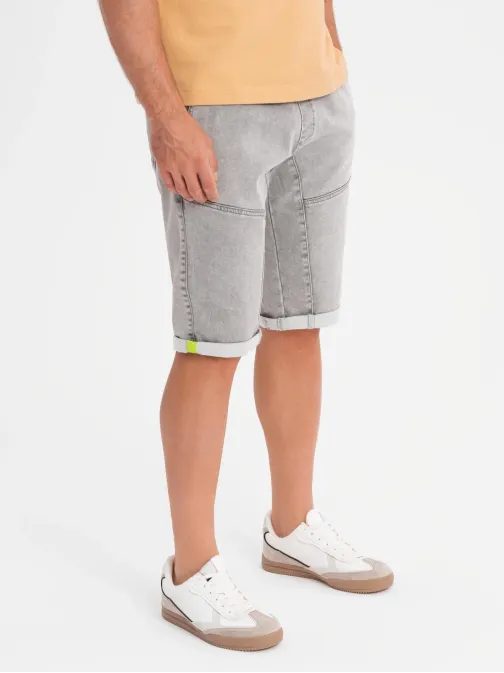 Stílusos világosszürke farmer rövidnadrág V1 SRDS-0135