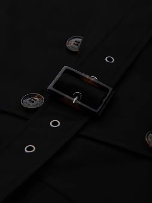 Modern fekete férfi trench kabát V2 COSC-0126