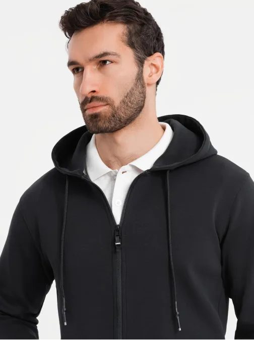 Szabadidő fekete férfi pulóver V3 SSZP-0213