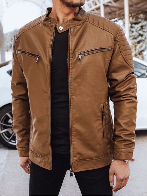 Trendi barna műbőrdzseki