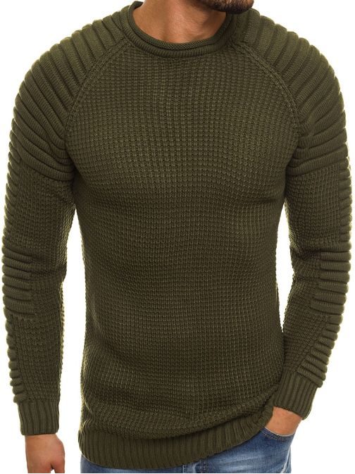 Divatos khaki színű pulóver MADMEXT 2028