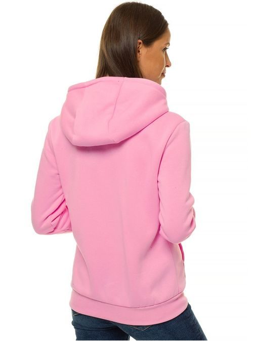 Kényelmes világosrózsaszín női kapucnis pulóver JS/W03Z