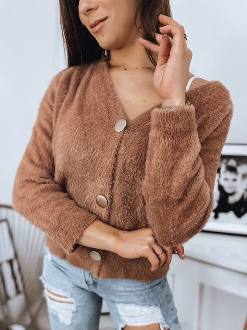 Mokka színű női gombos pulóver Rosie