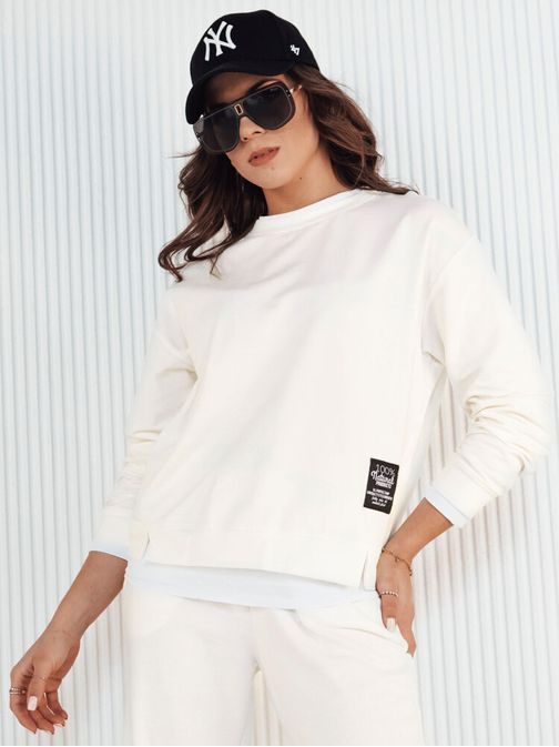 Kényelmes női ecru színű pulóver  Basol