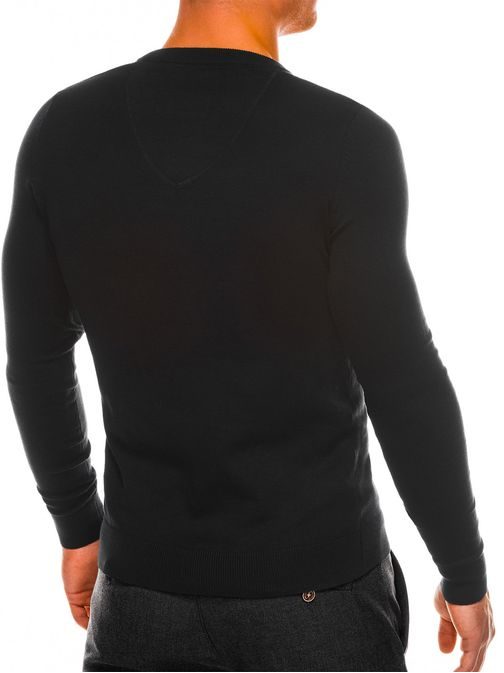 Fekete V-nyakkivágású pulóver  E74