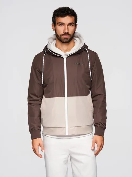 Funkcionális barna és krémszínű átmeneti sportdzseki V2 JANP-0225