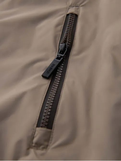 Kényelmes bézs-barna átmeneti sportkabát V19 JANP-0194