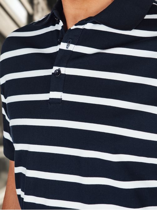 Divatos sötétkék férfi pólóing csíkos mintával