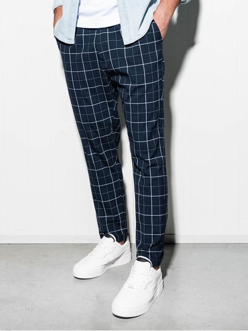 Sötét kék kockás mintás nadrág p884