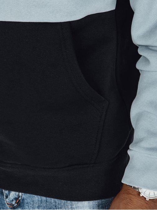 Férfi világoskék és fekete kapucnis pulcsi