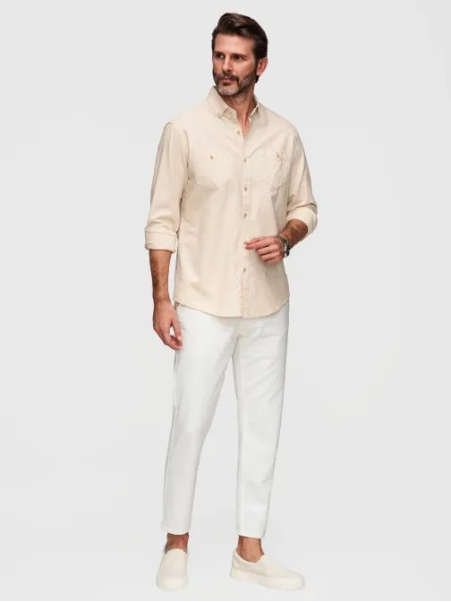 Krémszínű vászon ing mellzsebbel V7 SHCS-0134