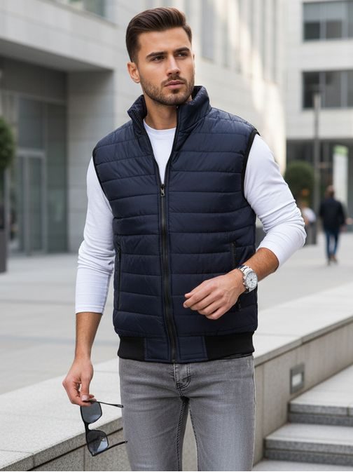 Sötét kék mellény kapucni nélkül